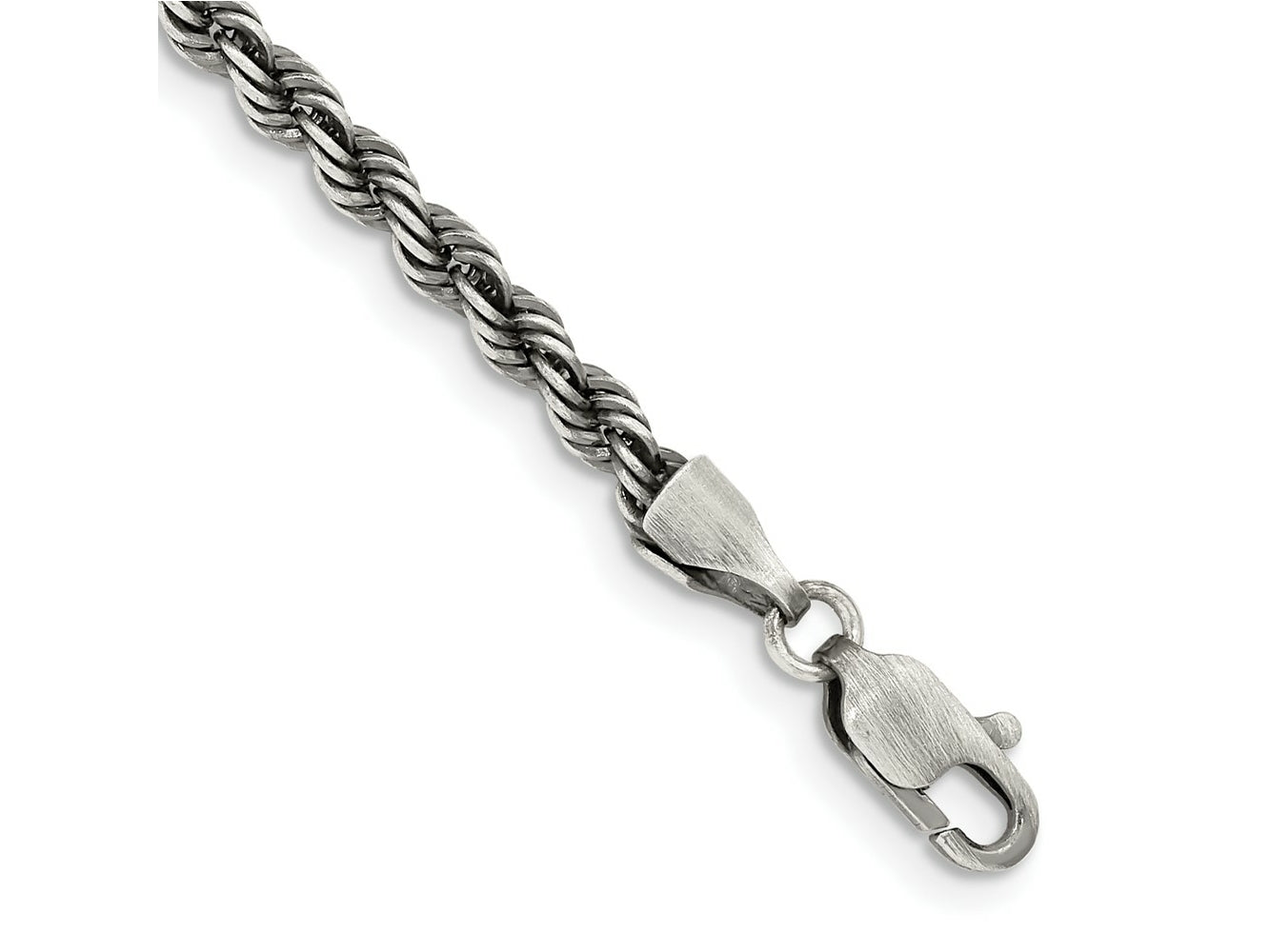 FJC Finejewelers 925 Sterling Silver Bright Cut Ruthenium-plated Rope Chain 8 Inches x 3 mm