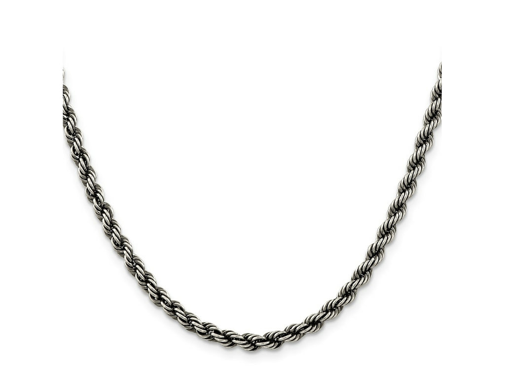 FJC Finejewelers 925 Sterling Silver Ruthenium-plated Rope Chain 22 Inches x 4 mm