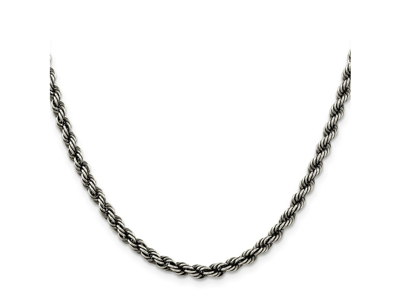 FJC Finejewelers 925 Sterling Silver Ruthenium-plated Rope Chain 26 Inches x 4 mm