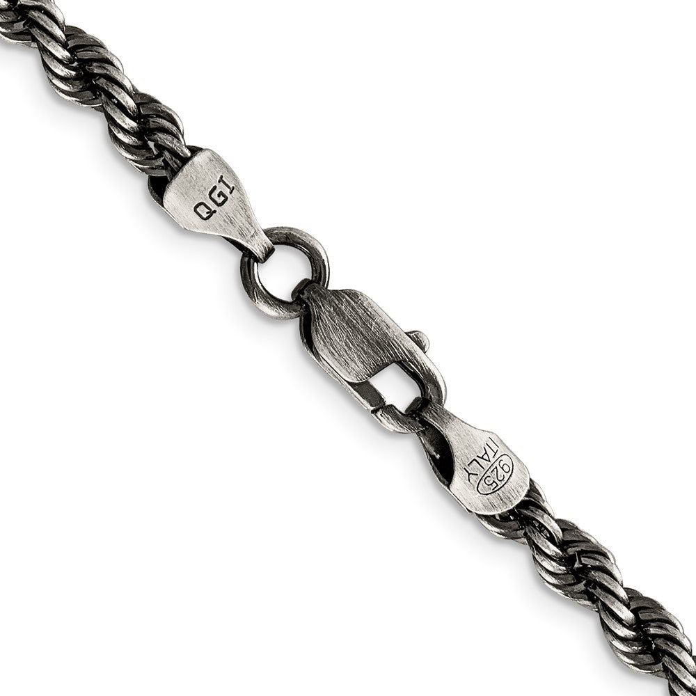 FJC Finejewelers 925 Sterling Silver Bright Cut Ruthenium-plated Rope Chain 8 Inches x 4 mm