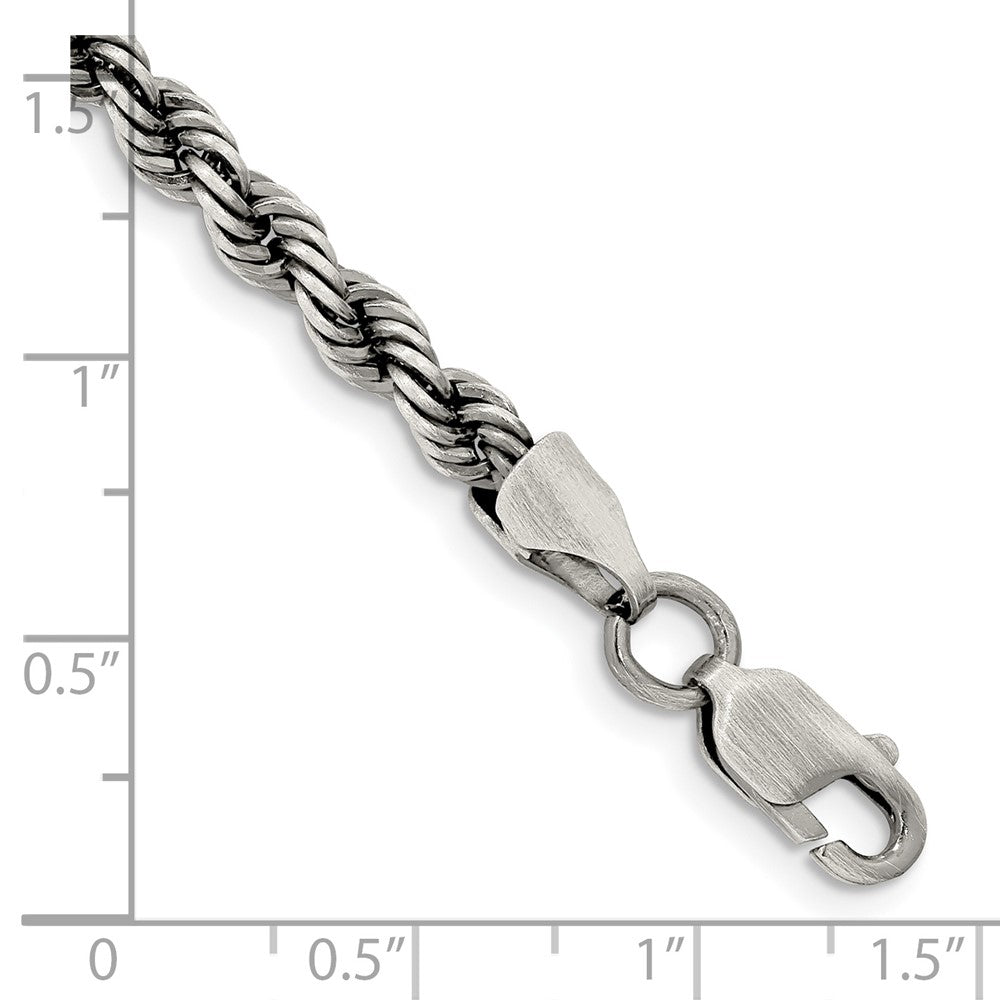 FJC Finejewelers 925 Sterling Silver Bright Cut Ruthenium-plated Rope Chain 8 Inches x 4 mm