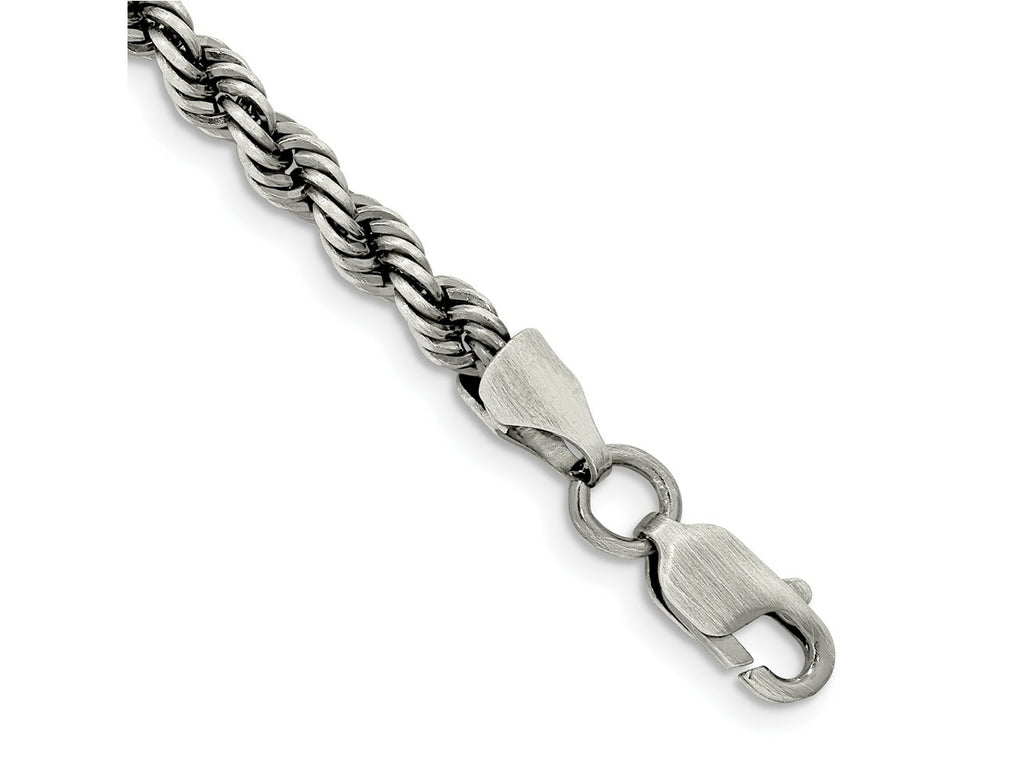 FJC Finejewelers 925 Sterling Silver Bright Cut Ruthenium-plated Rope Chain 8 Inches x 4 mm