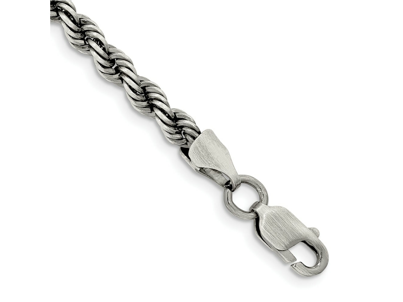 FJC Finejewelers 925 Sterling Silver Bright Cut Ruthenium-plated Rope Chain 8 Inches x 4 mm