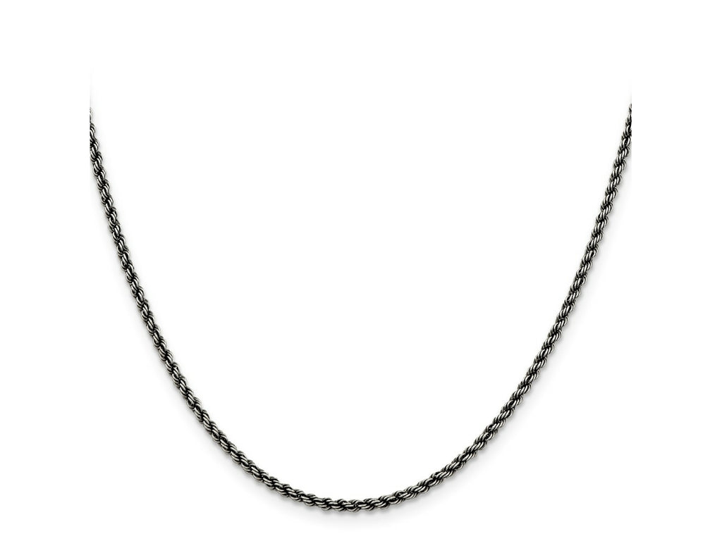FJC Finejewelers 925 Sterling Silver Ruthenium-plated Rope Chain 26 Inches x 2.3 mm