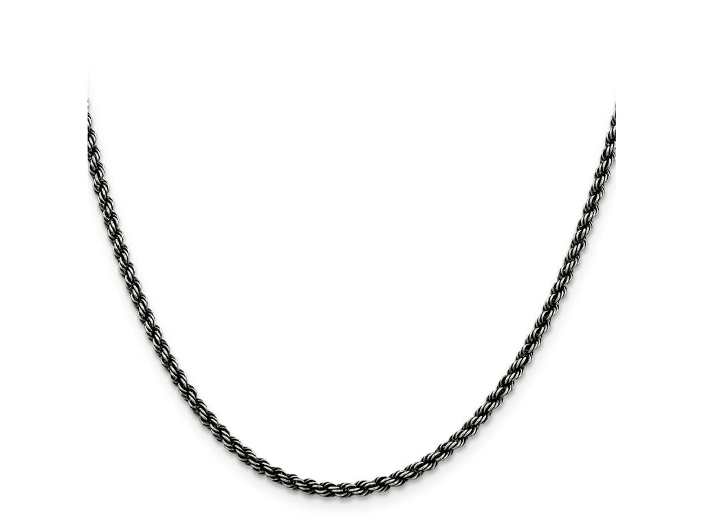 FJC Finejewelers 925 Sterling Silver Ruthenium-plated Rope Chain 26 Inches x 2.5 mm