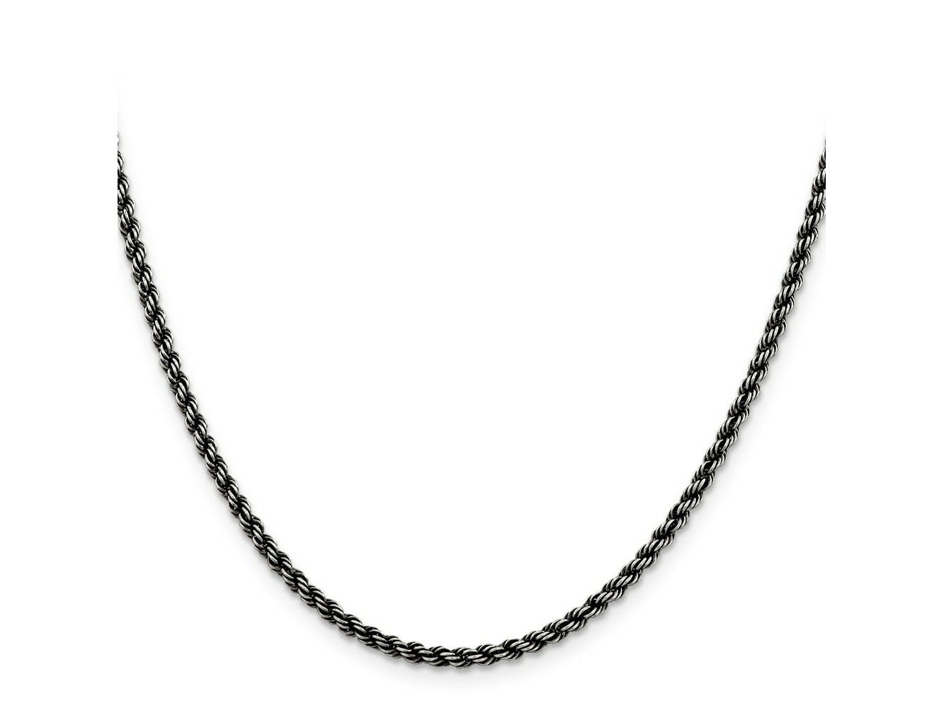 FJC Finejewelers 925 Sterling Silver Ruthenium-plated Rope Chain 26 Inches x 2.5 mm