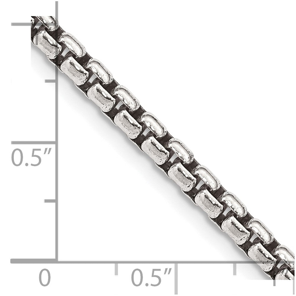 FJC Finejewelers 925 Sterling Silver Antiqued Round Box Chain 26 Inches x 3.6 mm
