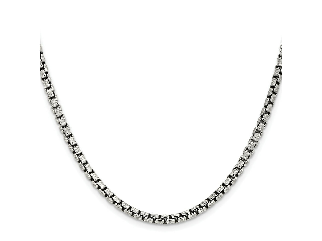 FJC Finejewelers 925 Sterling Silver Antiqued Round Box Chain 26 Inches x 3.6 mm