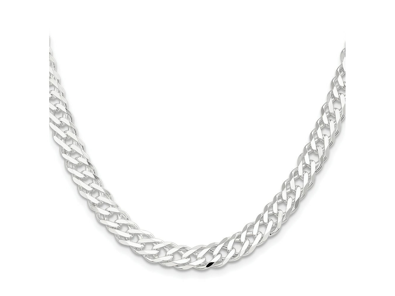 FJC Finejewelers 925 Sterling Silver 6 Side Bright Cut Flat Double Curb Chain 24 Inches x 7.75 mm