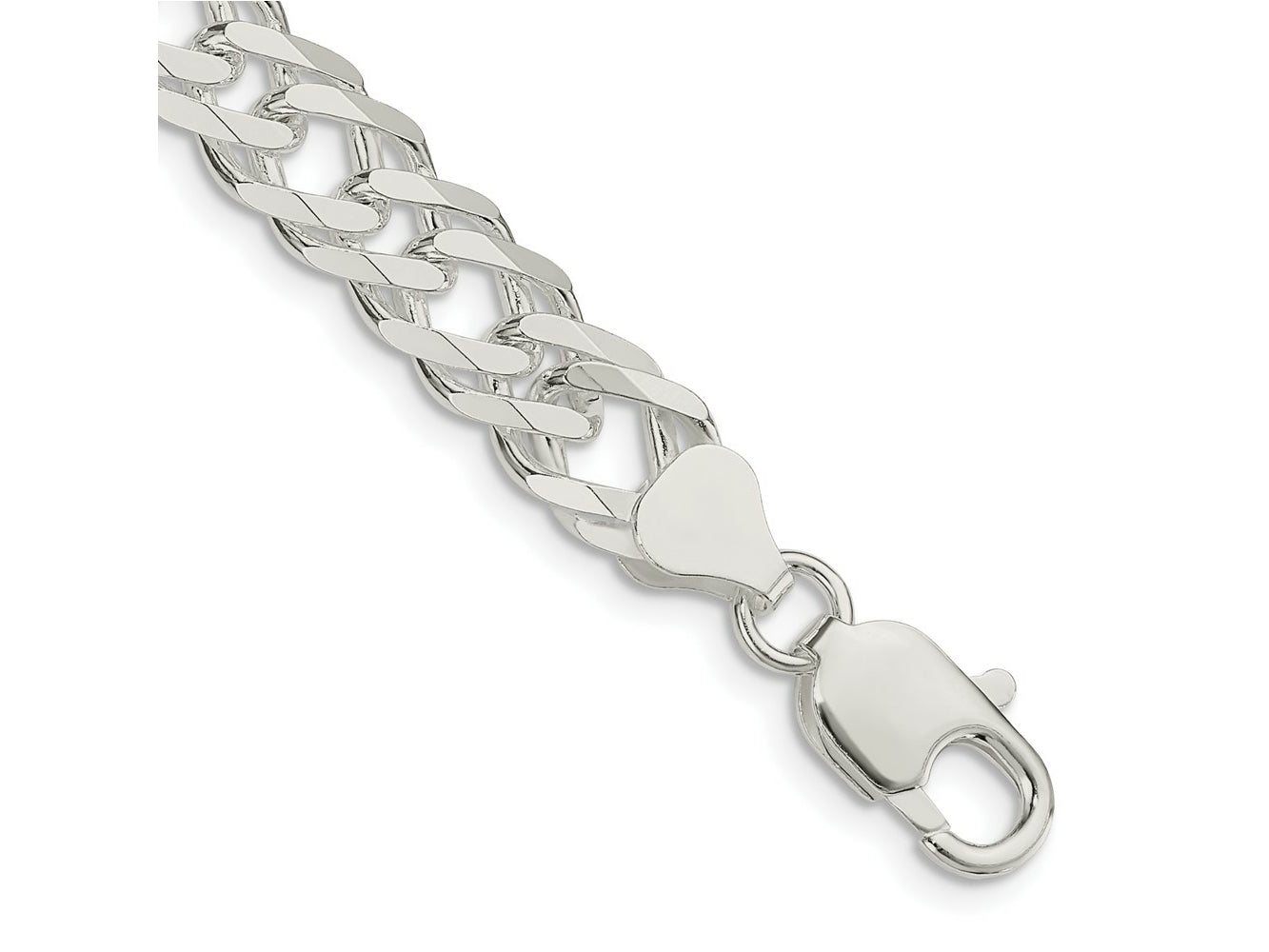 FJC Finejewelers 925 Sterling Silver 6 Side Bright Cut Flat Double Curb Chain Bracelet 8 Inches x 7.75 mm