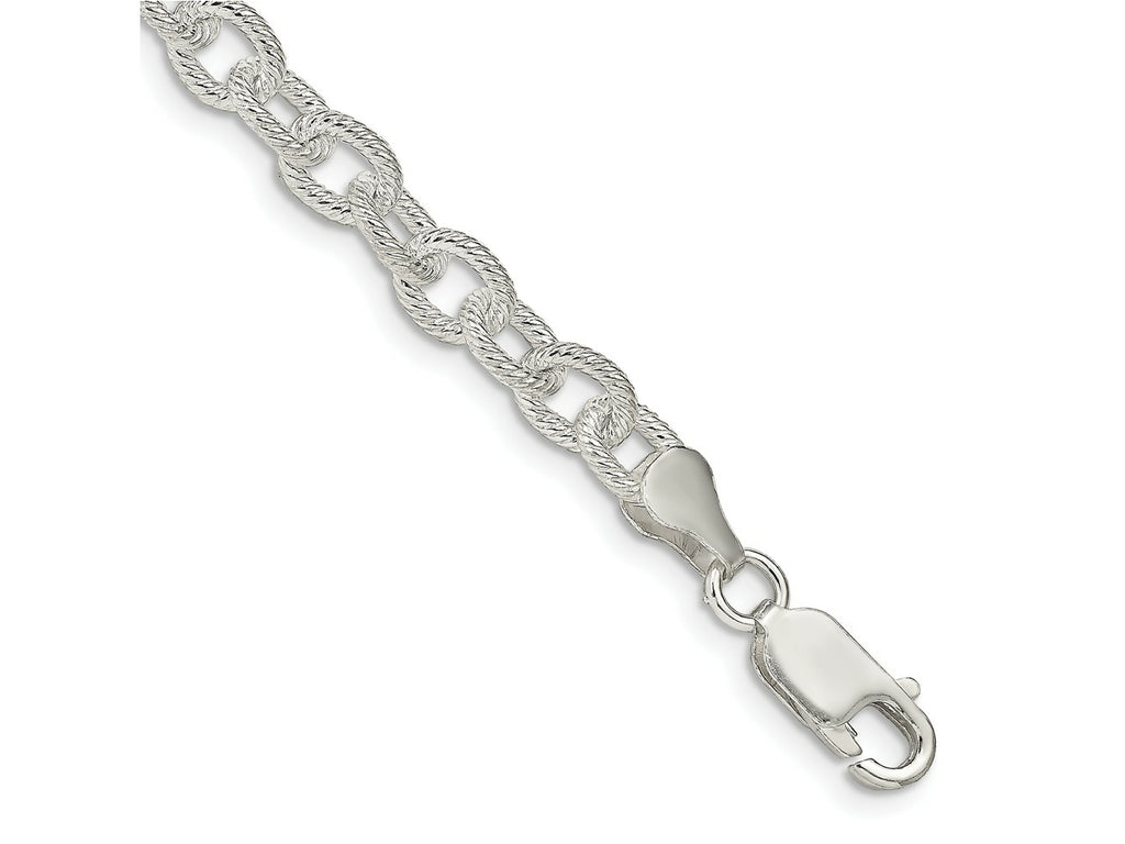 FJC Finejewelers 925 Sterling Silver Fancy Patterned Rolo Bracelet Chain 8 Inches x 6.25 mm