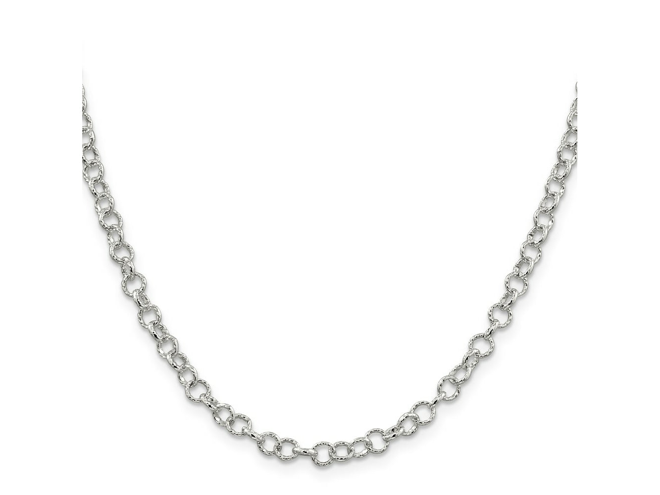 FJC Finejewelers 925 Sterling Silver Hand Made Fancy Patterned Rolo Chain 24 Inches x 4.55 mm