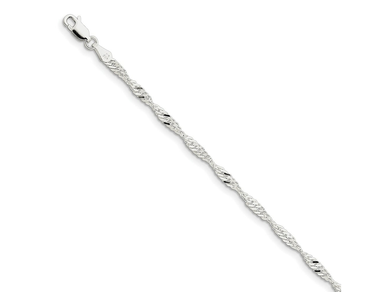 FJC Finejewelers 925 Sterling Silver Singapore Bracelet Chain 7 Inches x 3 mm