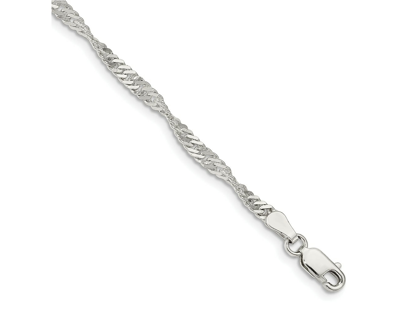 FJC Finejewelers 925 Sterling Silver Singapore Bracelet Chain 8 Inches x 3 mm