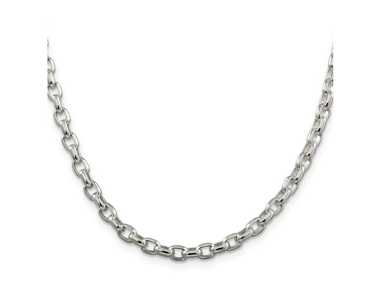 FJC Finejewelers 925 Sterling Silver Oval Fancy Rolo Chain 24 Inches x 4.4 mm