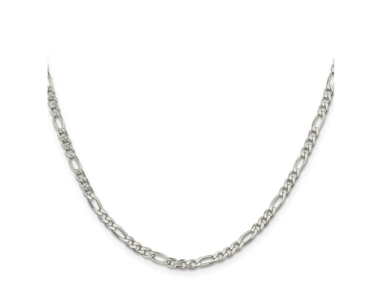 FJC Finejewelers 925 Sterling Silver Pavé Flat Figaro Chain 24 Inches x 4 mm