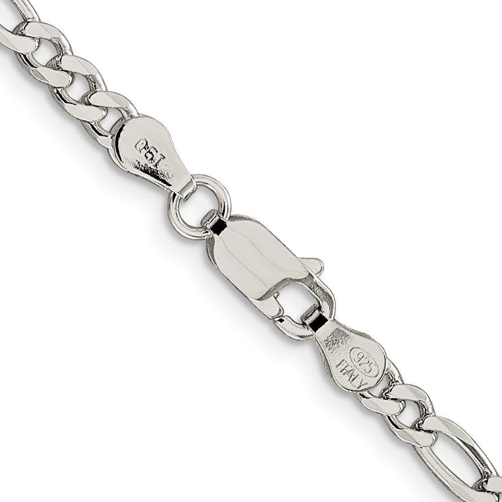 FJC Finejewelers 925 Sterling Silver Pavé Flat Figaro Bracelet Chain 7 Inches x 4 mm