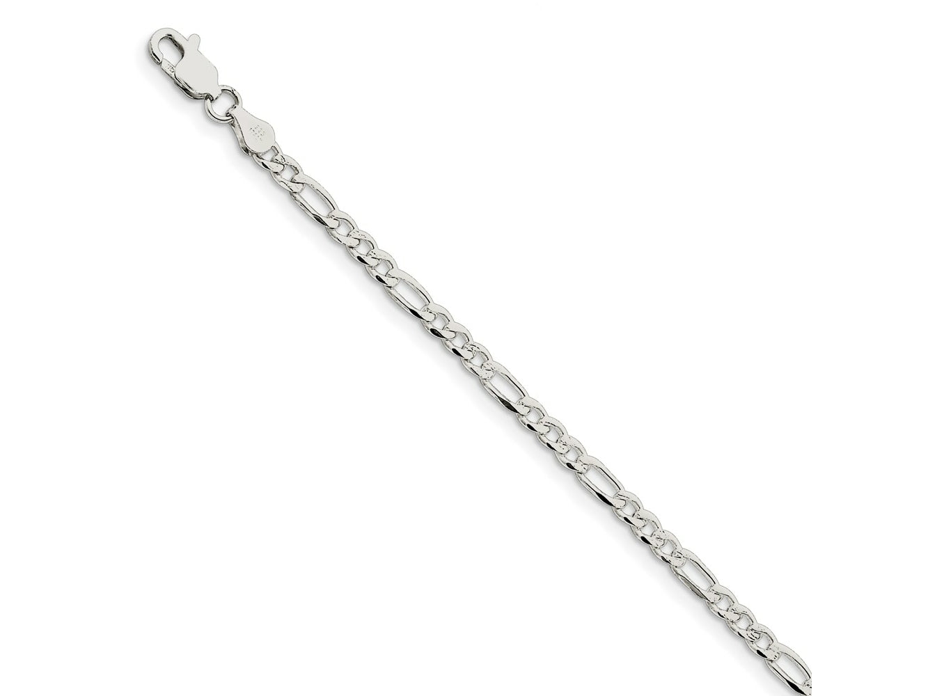 FJC Finejewelers 925 Sterling Silver Pavé Flat Figaro Bracelet Chain 7 Inches x 4 mm