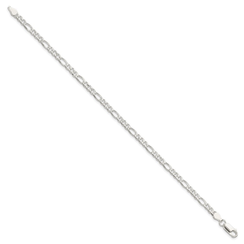 FJC Finejewelers 925 Sterling Silver Pavé Flat Figaro Bracelet Chain 8 Inches x 4 mm