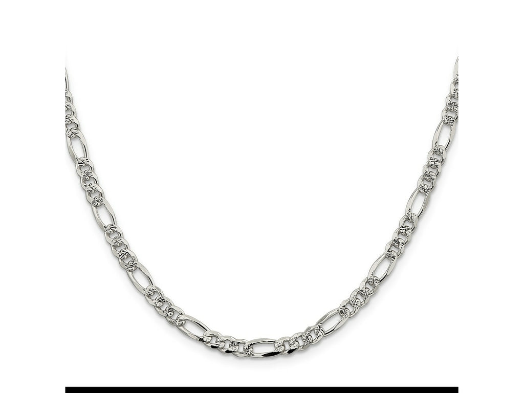 FJC Finejewelers 925 Sterling Silver Pavé Flat Figaro Chain 24 Inches x 4.75 mm