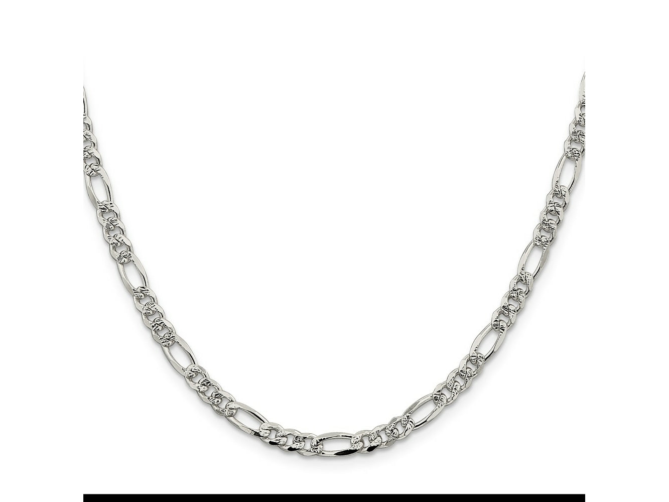 FJC Finejewelers 925 Sterling Silver Pavé Flat Figaro Chain 24 Inches x 4.75 mm