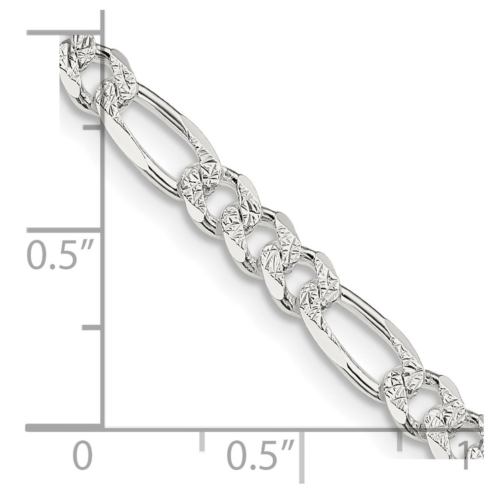 FJC Finejewelers 925 Sterling Silver Pave Flat Figaro Chain 28 Inches x 4.75 mm