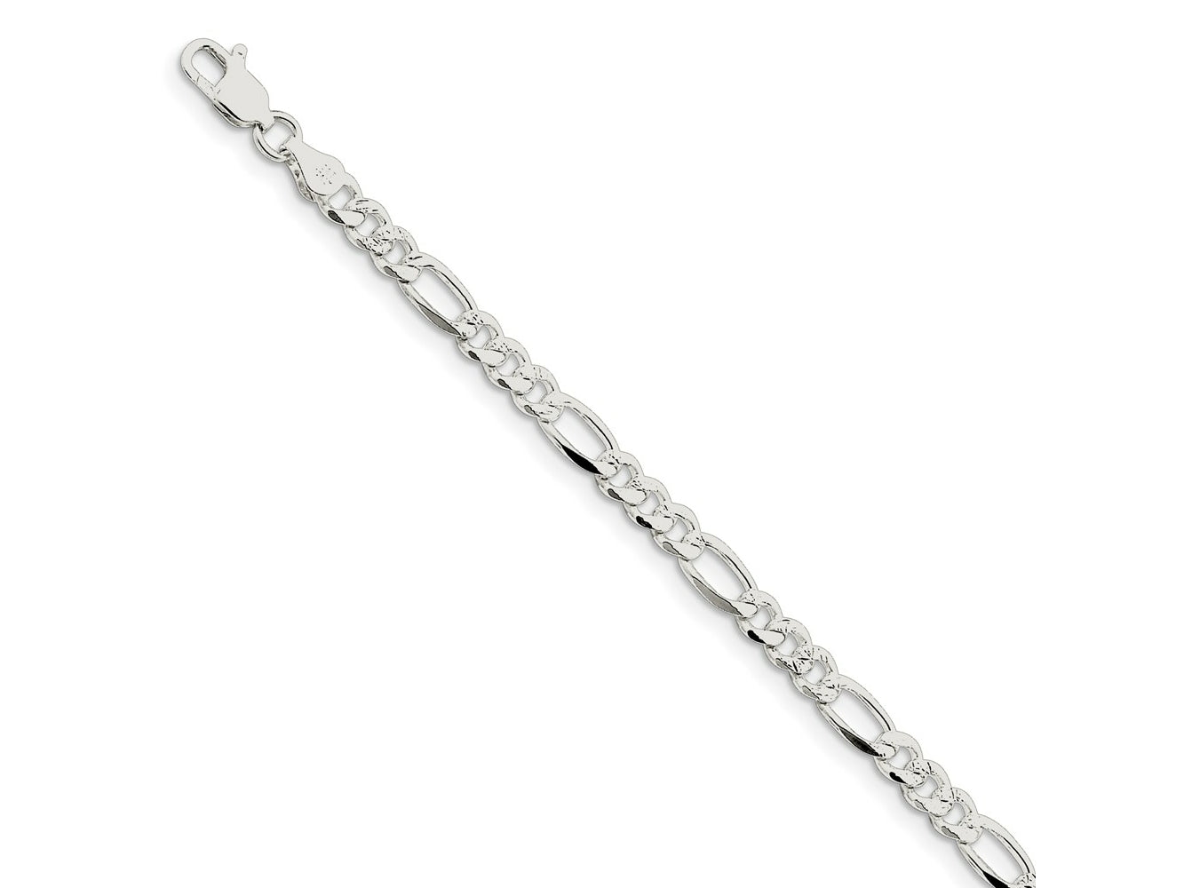 FJC Finejewelers 925 Sterling Silver Pavé Flat Figaro Bracelet Chain 7 Inches x 4.75 mm