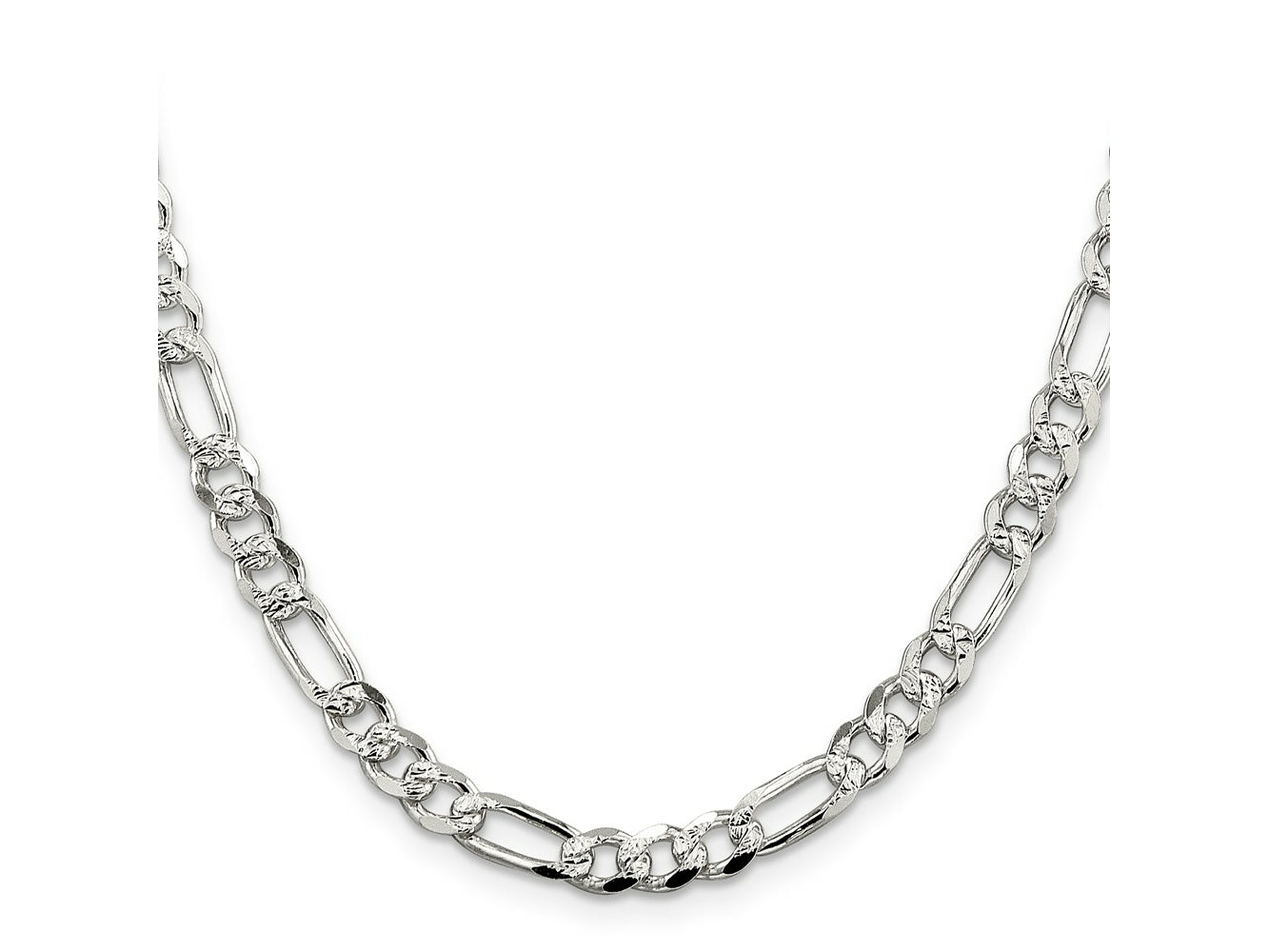 FJC Finejewelers 925 Sterling Silver Pavé Flat Figaro Chain 20 Inches x 5.5 mm