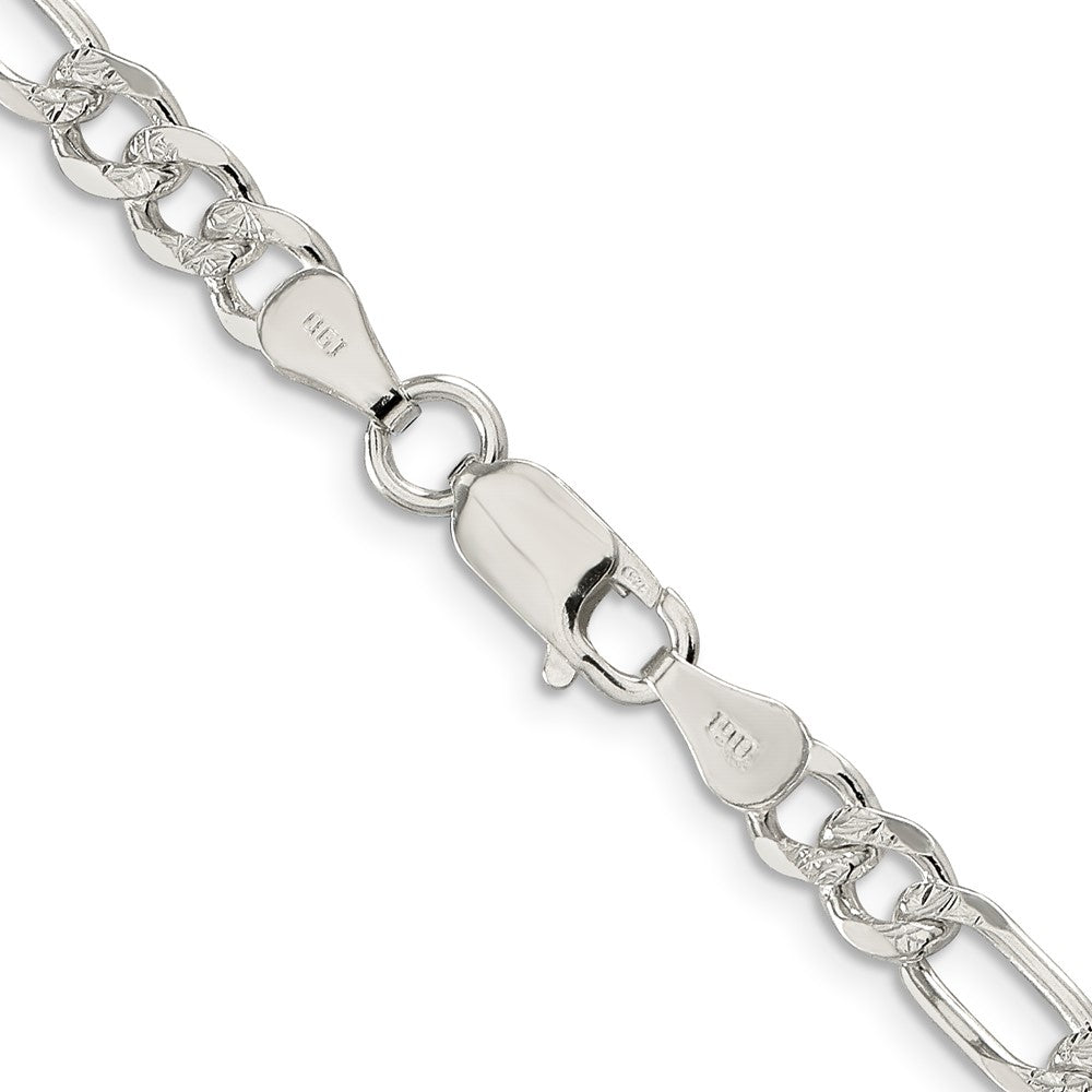 FJC Finejewelers 925 Sterling Silver Pavé Flat Figaro Chain 24 Inches x 5.5 mm