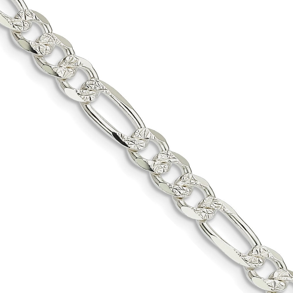 FJC Finejewelers 925 Sterling Silver Pave Flat Figaro Chain 28 Inches x 5.5 mm