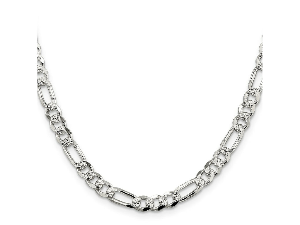 FJC Finejewelers 925 Sterling Silver Pave Flat Figaro Chain 28 Inches x 5.5 mm