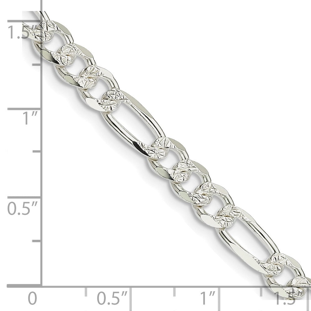 FJC Finejewelers 925 Sterling Silver Pavé Flat Figaro Bracelet Chain 7 Inches x 5.5 mm
