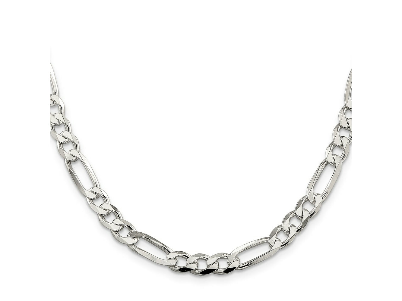 FJC Finejewelers 925 Sterling Silver Pavé Flat Figaro Chain 24 Inches x 7 mm