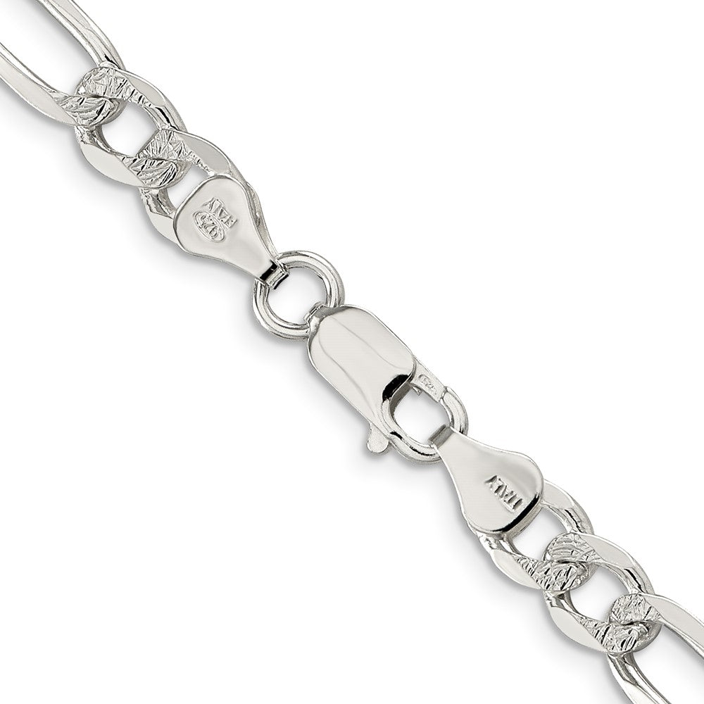 FJC Finejewelers 925 Sterling Silver Pave Flat Figaro Chain 28 Inches x 7 mm