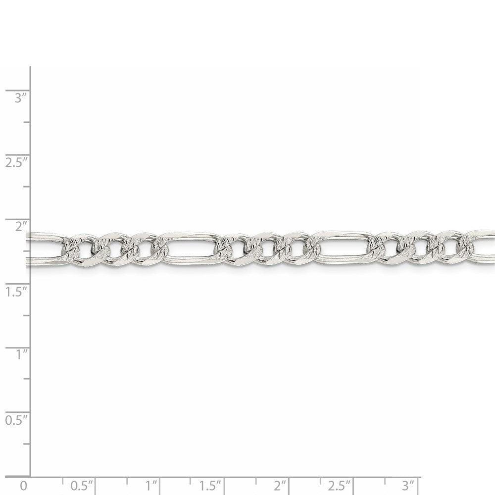 FJC Finejewelers 925 Sterling Silver Pave Flat Figaro Chain 28 Inches x 7 mm