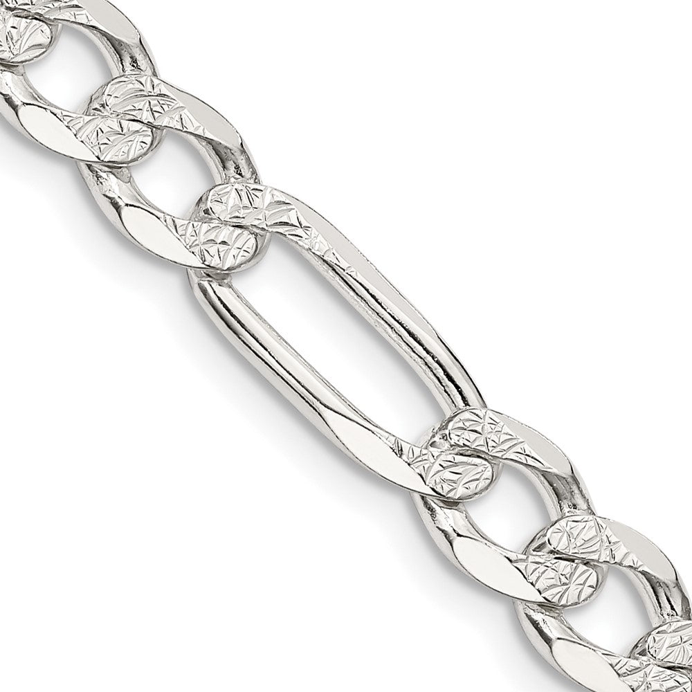 FJC Finejewelers 925 Sterling Silver Pave Flat Figaro Chain 28 Inches x 7 mm