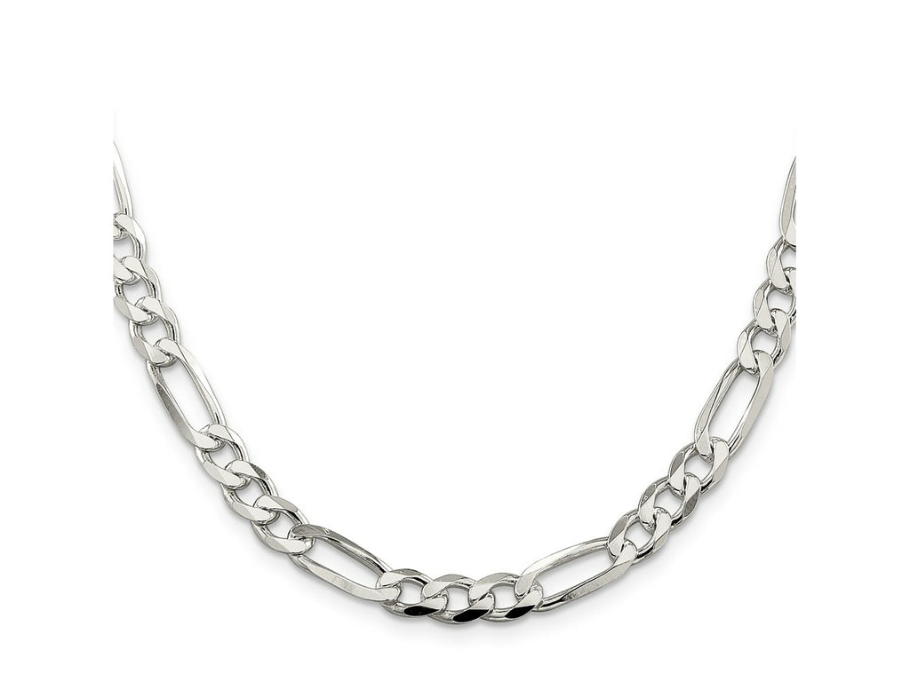 FJC Finejewelers 925 Sterling Silver Pave Flat Figaro Chain 28 Inches x 7 mm