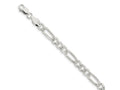 FJC Finejewelers 925 Sterling Silver Pavé Flat Figaro Bracelet Chain 7 Inches x 7 mm