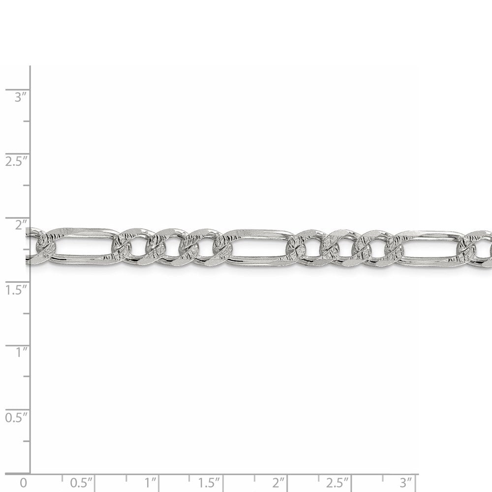FJC Finejewelers 925 Sterling Silver Pavé Flat Figaro Chain 20 Inches x 7.25 mm