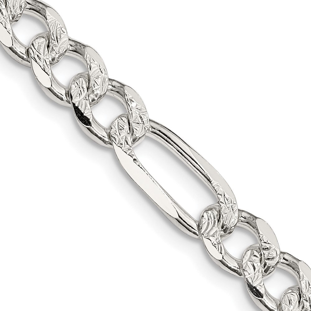 FJC Finejewelers 925 Sterling Silver Pave Flat Figaro Chain 28 Inches x 7.25 mm