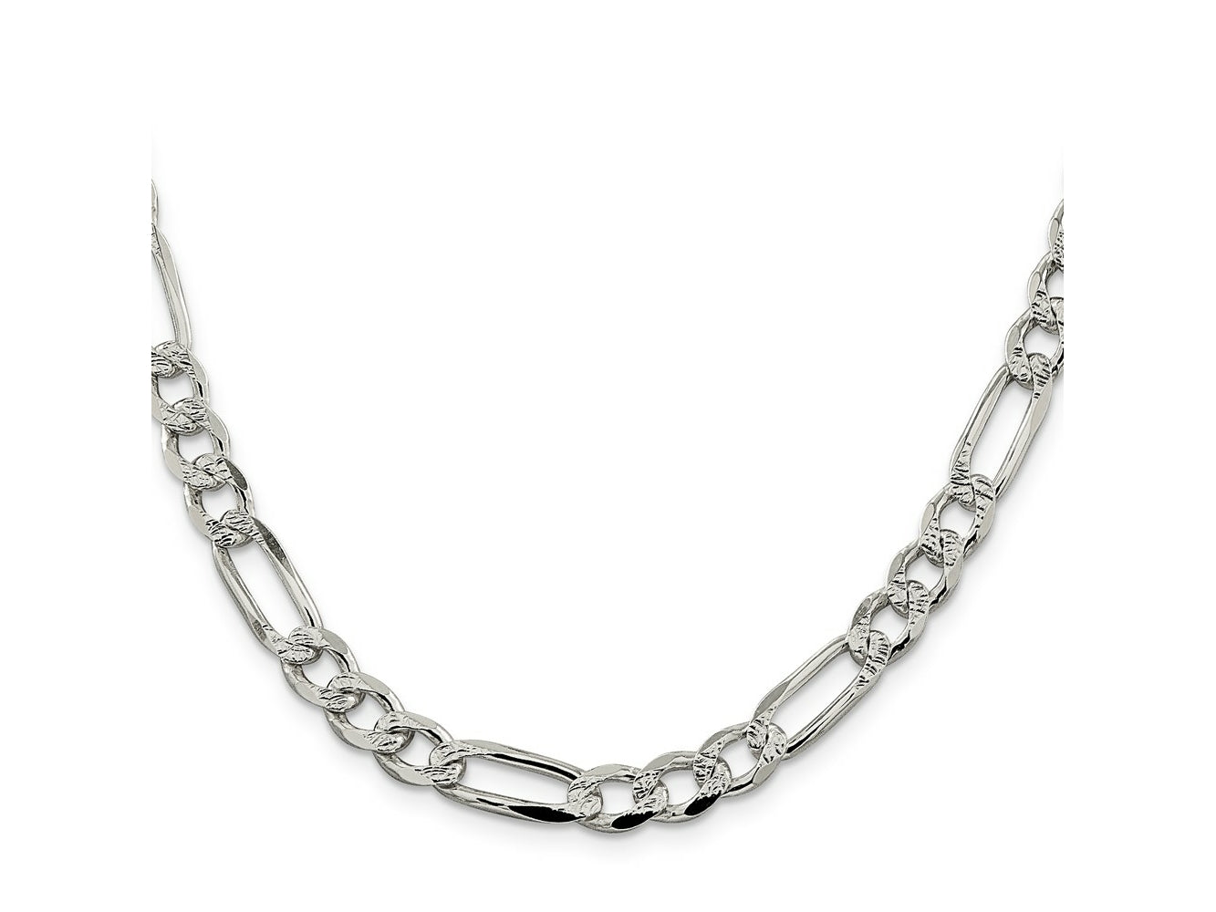 FJC Finejewelers 925 Sterling Silver Pave Flat Figaro Chain 28 Inches x 7.25 mm
