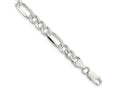 FJC Finejewelers 925 Sterling Silver Pavé Flat Figaro Bracelet Chain 8 Inches x 7.25 mm
