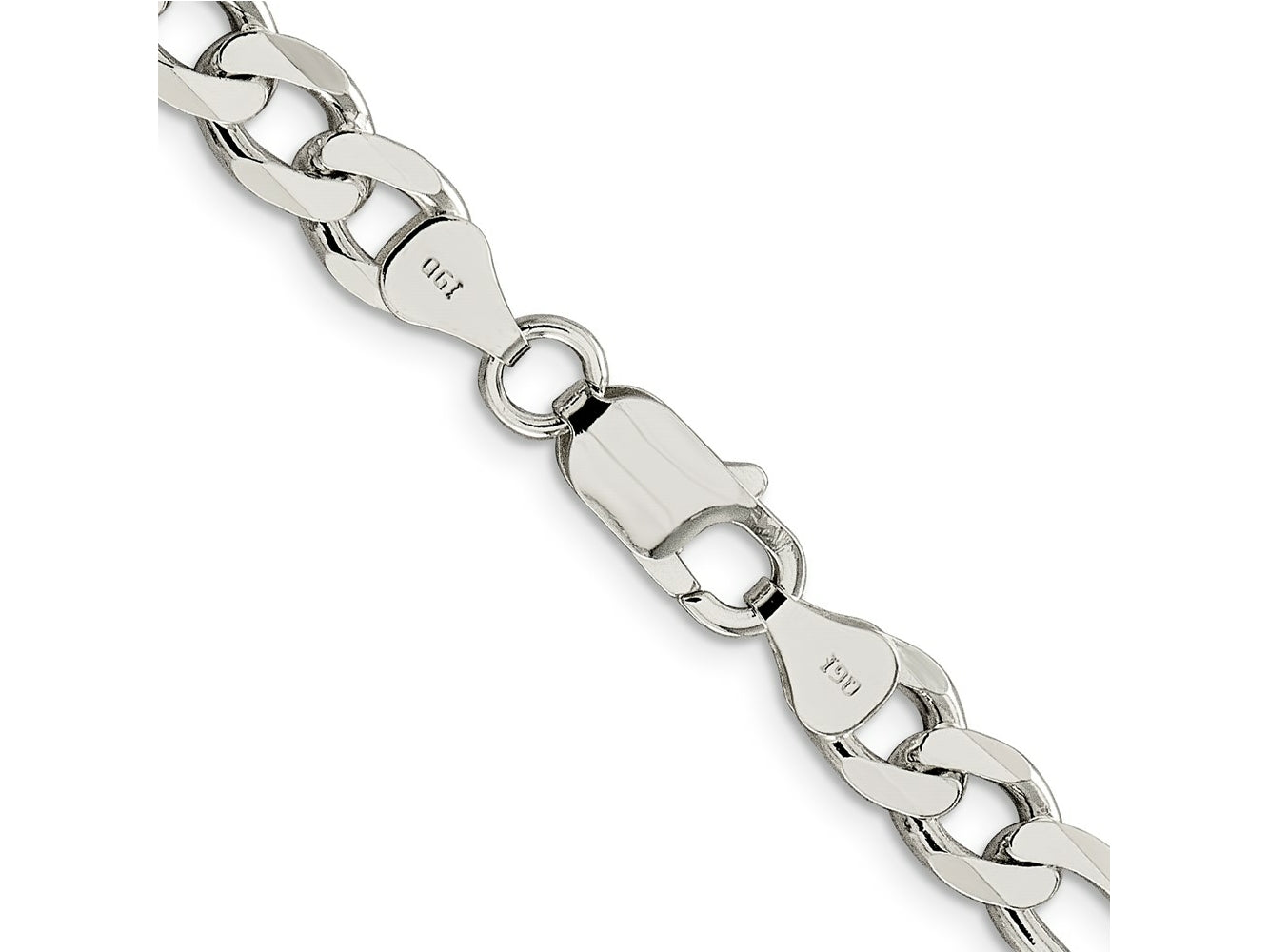 FJC Finejewelers 925 Sterling Silver Pave Flat Figaro Bracelet Chain 9 Inches x 7.25 mm