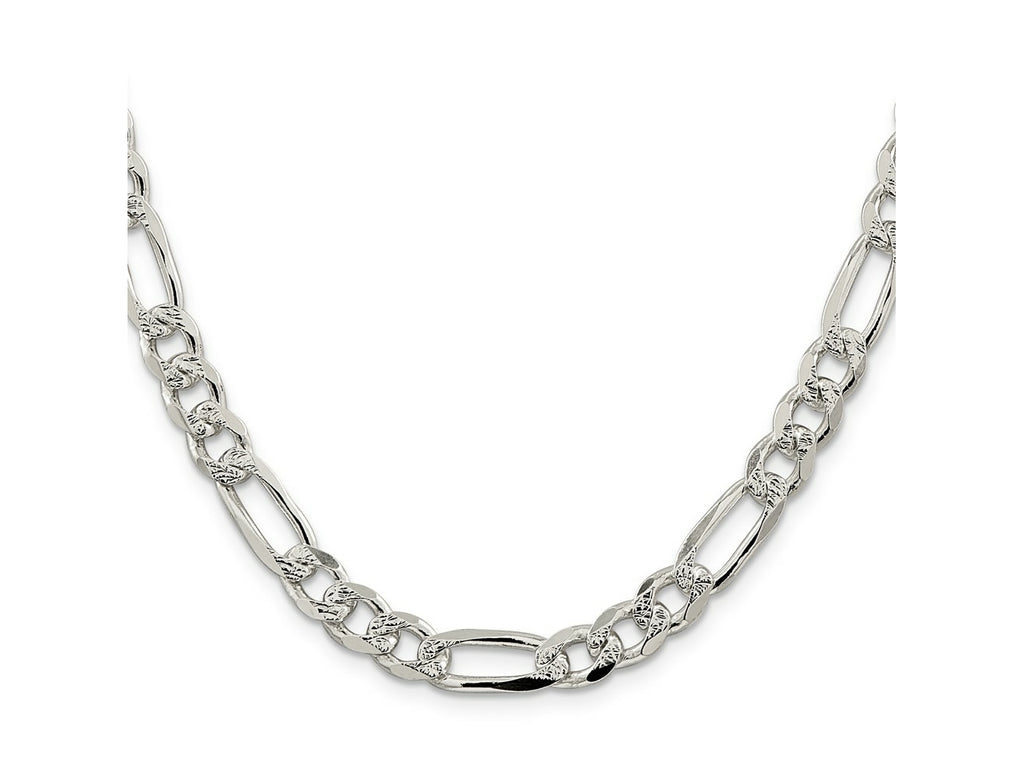 FJC Finejewelers 925 Sterling Silver Pavé Flat Figaro Chain 20 Inches x 8 mm