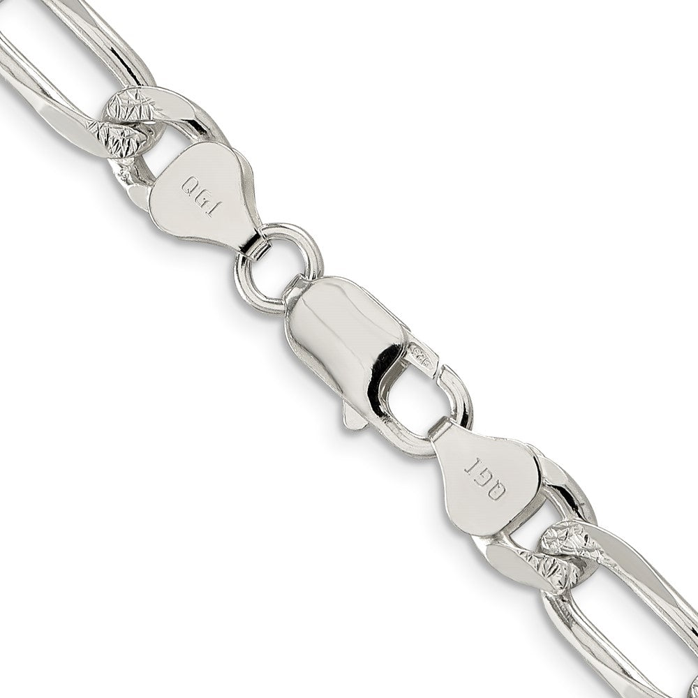 FJC Finejewelers 925 Sterling Silver Pavé Flat Figaro Chain 24 Inches x 8 mm