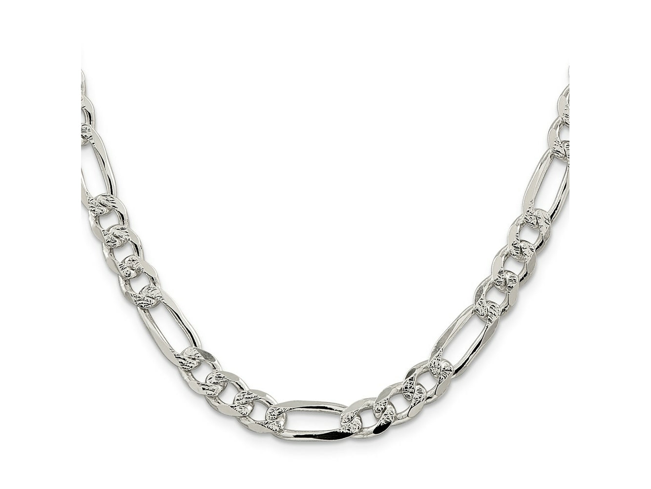 FJC Finejewelers 925 Sterling Silver Pavé Flat Figaro Chain 24 Inches x 8 mm