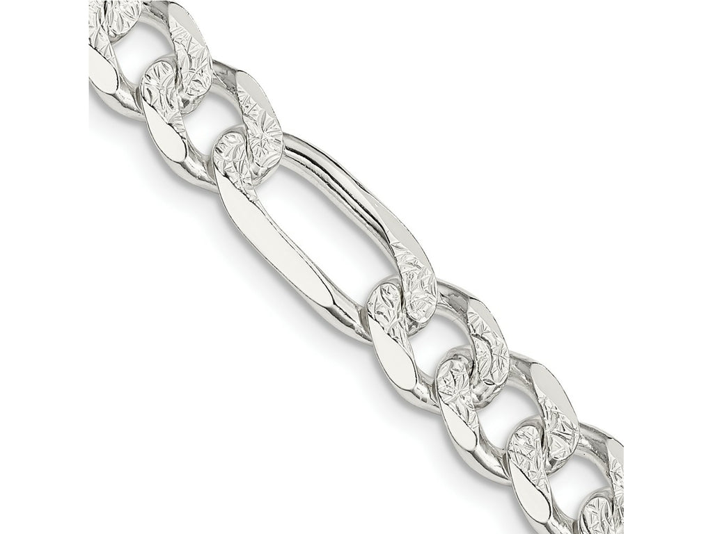 FJC Finejewelers 925 Sterling Silver Pave Flat Figaro Bracelet Chain 9 Inches x 8 mm