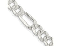 FJC Finejewelers 925 Sterling Silver Pave Flat Figaro Bracelet Chain 9 Inches x 8 mm