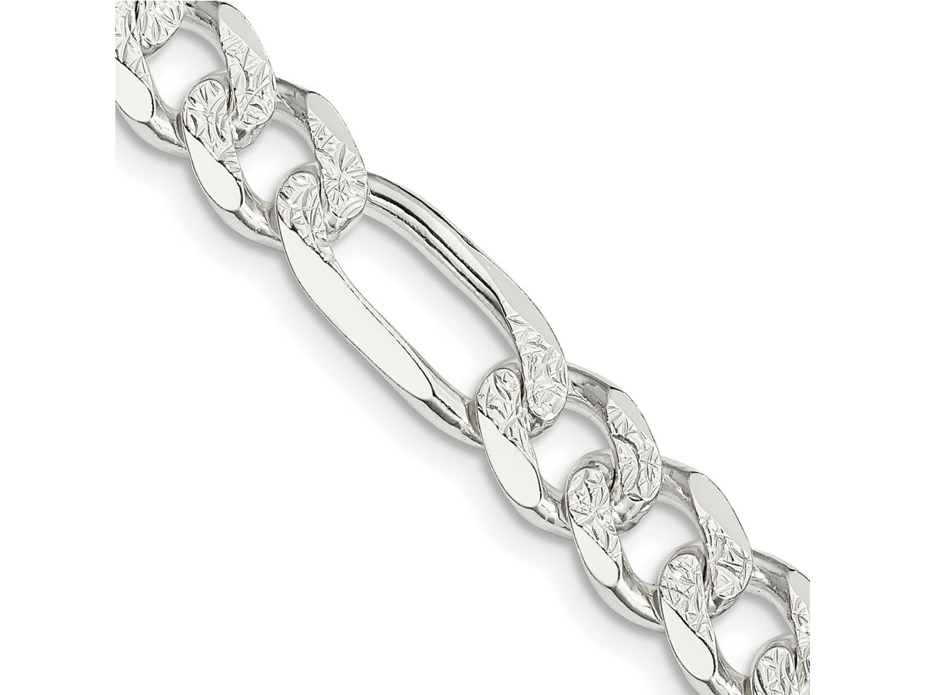 FJC Finejewelers 925 Sterling Silver Pave Flat Figaro Bracelet Chain 9 Inches x 8 mm