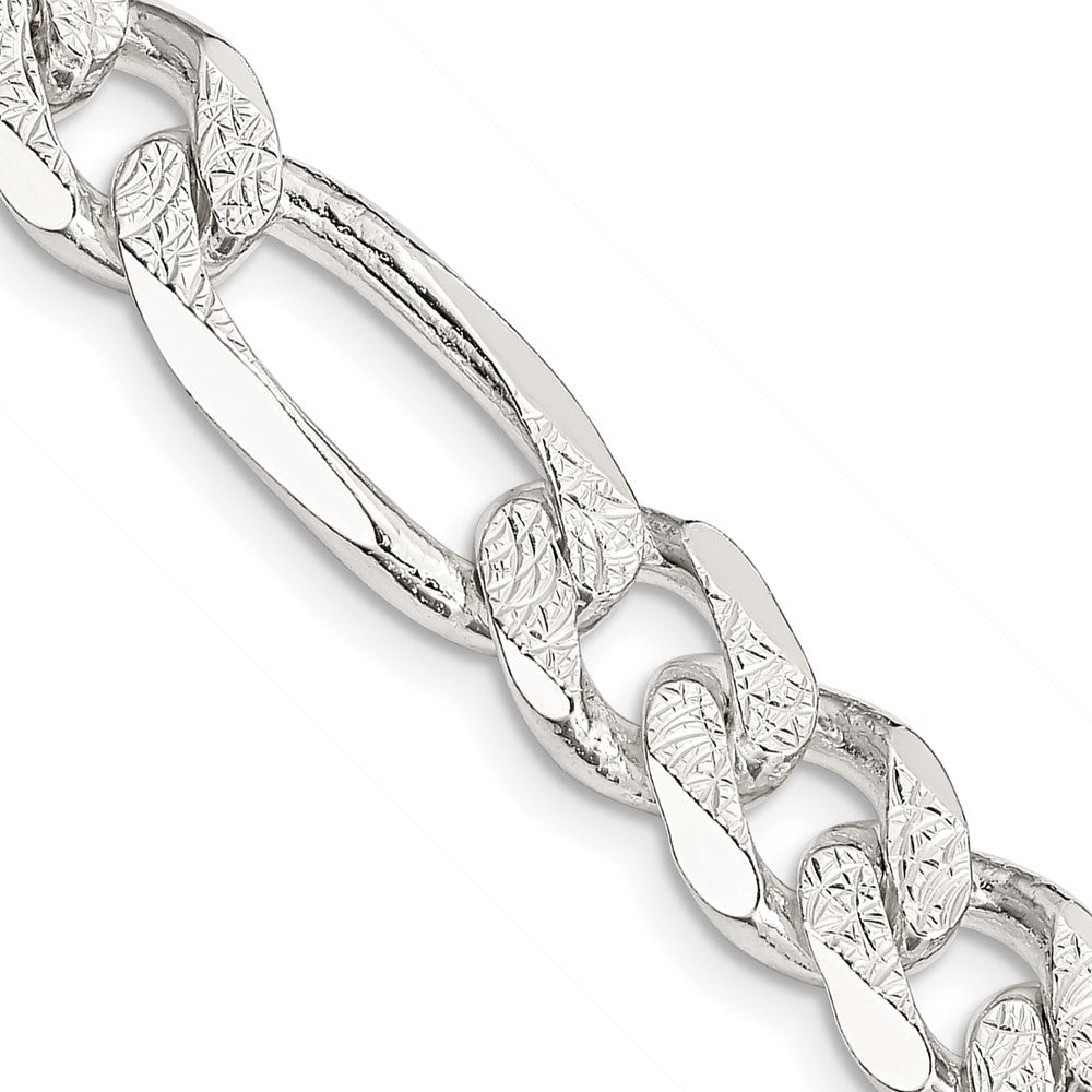 FJC Finejewelers 925 Sterling Silver Pavé Flat Figaro Chain 20 Inches x 9.5 mm